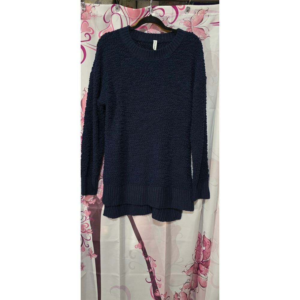 Zenana‎ Premium Large Blue Popcorn Sweater Very Soft NWOT